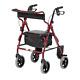 2 In 1 Rollator Lightweight Folding Wheelchair Walking Aid Silver Or Red