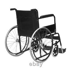 20 in PU Leather Folding Wheelchair Self Propelled Travel Heavy Duty Lightweight