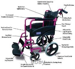 AIDAPT Pink Aluminium Compact Transport Wheelchair VA170PINK