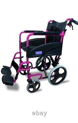 AIDAPT Pink Aluminium Compact Transport Wheelchair VA170PINK Brand New Pink