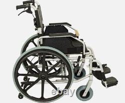 AIDAPT Silver Self Propelled Steel Transit Wheelchair with Brakes Extra Wide Seat