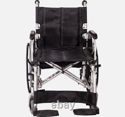 AIDAPT Silver Self Propelled Steel Transit Wheelchair with Brakes Extra Wide Seat