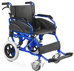 AIESI Super-light Aluminum Folding Transit Wheelchair w Brake, Safety Belt