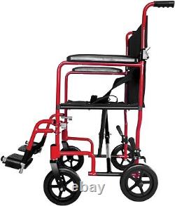 Aidapt Aluminium Frame Lightweight Red Wheelchair Foldable Compact Transport