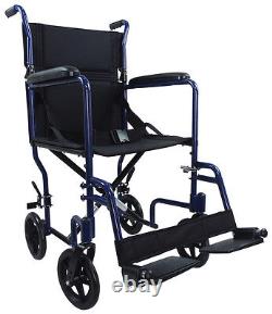 Aidapt Folding Lightweight Aluminium Compact Transport Wheelchair Blue