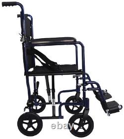 Aidapt Folding Lightweight Aluminium Compact Transport Wheelchair Blue