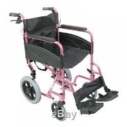 Aidapt Lightweight Compact Aluminium Wheelchair Attendant Brakes Pink