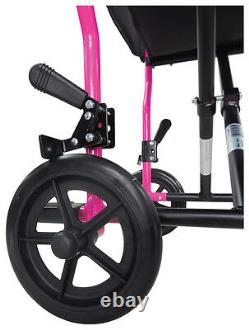 Aidapt Transport Compact Aluminium Wheelchair with Folding Lightweight Pink