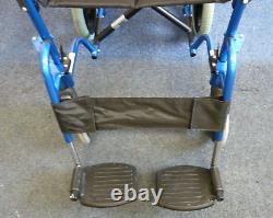 Aidapt VA170 Blue Compact Transport Aluminium Wheelchair With Attendant Brakes