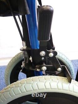 Aidapt VA170 Blue Compact Transport Aluminium Wheelchair With Attendant Brakes