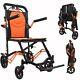 All Terrain Folding Portable Wheelchair, No Vat Lightweight Mobility Aid Orange