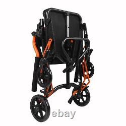 All Terrain Folding Portable Wheelchair, No VAT Lightweight Mobility Aid Orange