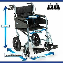 Black Blue Waterproof Wheelchair Lightweight Foldable Transit Mobility Aid 100kg