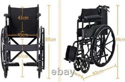 Black Frame Foldable Transport Wheelchair Max User Weight 110KG Collect NN5