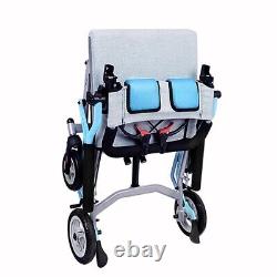 Blue Deluxe Travel Wheelchair with Handbrake Aluminium folding manual wheelchair