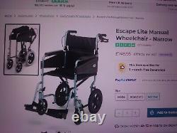 Days Escape Lite Ultra Attendant Propelled Wheelchair mobility 16 inch Seat wid