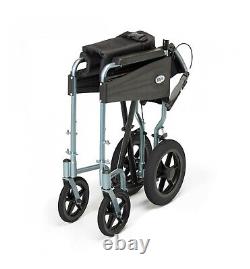 Days Wheelchair Escape Lite Attendant Wide 338SW Silver Blue Brand New