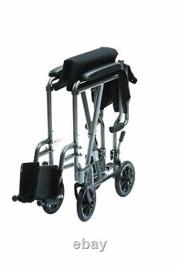 Drive TR39ESV Steel Travel Chair Silver Vein Folding Transit Wheelchair Refurb
