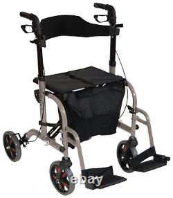 Duo 2 in 1 rollator / lightweight folding walker wheelchair walking aid