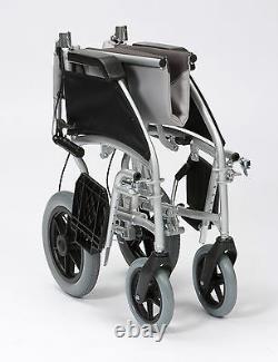 Enigma Ultra Lightweight aluminium folding transit wheelchair with handbrakes
