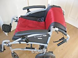 Excel G Logic Lightweight Folding Transit Mobility Red Wheelchair + Books Tools