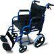 Folding Lightweight Attendant Propelled Steel Wheelchair With 18 Seat 2 Brakes