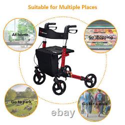 Folding Rollator Walker Safety Mobility Aid Wheelchair Lightweight for Seniors