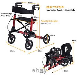 Folding Rollator Walker Safety Mobility Aid Wheelchair Lightweight for Seniors