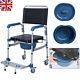 Folding Toilet Commode Chair Shower Chair Wheelchair Mobility Disability Aid Uk