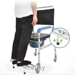 Folding Toilet Commode Chair Shower Chair Wheelchair Mobility Disability Aid UK