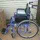 Folding Wheelchair Self Propelled Lightweight Dual Brakes Armrest Footrest Blue
