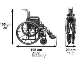 Folding Wheelchair Self Propelled Lightweight Footrest Armrest Brake Seatbelt
