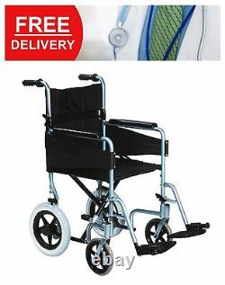 Lightweight Folding Transit Wheelchair Padded Quick Release Puncture Proof
