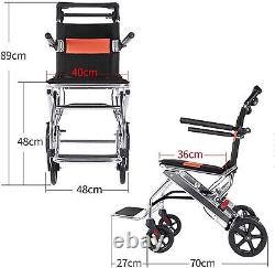 Lightweight Transport Mobility Aids Wheelchair Folding Travel Chair Black