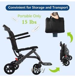 Lightweight Transport Wheelchair Folding Aluminium Travel Chair Mobility Aid