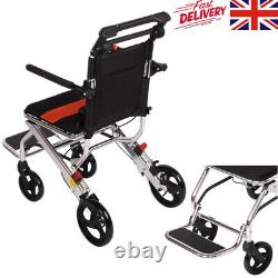 Lightweight Wheelchair Brake Foldable Aluminum Transport Chair For Disabled