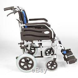 Lightweight deluxe folding transit aluminium travel wheelchair ECTR02-18 demo