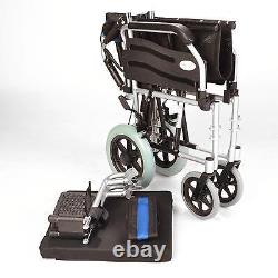 Lightweight narrow deluxe folding transit aluminium travel wheelchair ECTR02-16