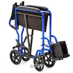 Lightweight self-propelled Folding Wheelchair for Disabled Injured Elderly Blue