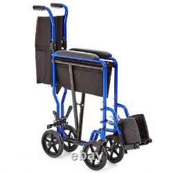 Lightweight self-propelled Folding Wheelchair for Disabled Injured Elderly Blue