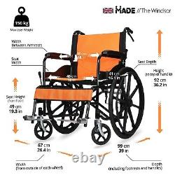 MADE Mobility Windsor 20' Lightweight Folding Self-Propelled Transit Wheelchair