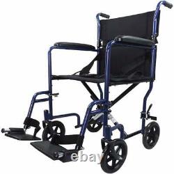 NEW Blue Lightweight Portable Folding Transport Transit Chair Wheelchair Aidapt