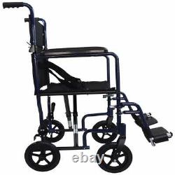 NEW Blue Lightweight Portable Folding Transport Transit Chair Wheelchair Aidapt