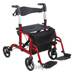 NEW MobilityPlus+ Hybrid Duo 2-in-1 Folding Rollator Walker & Transit Wheelchair