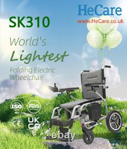 New Hecare Lightweight Electric Wheelchair Instant Folding 18.5kg, 4mph Uk Stock
