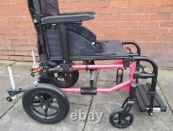Pink Invacare Action 3NG Transit Wheelchair 40cm 16 Seat Width with Footboard
