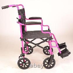 Pink Lightweight Folding travel compact aluminium wheelchair in a bag ECTR05
