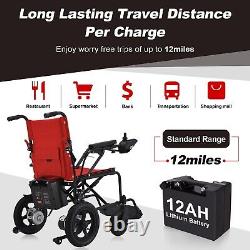 Red Portable Folding Travel Electric Wheelchair 12AH Lithium Ion Battery 23kg
