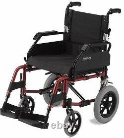 Roma Medical Lightweight Aluminium Car Transit Wheelchair in Red
