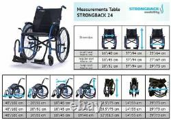 Strongback Mobility 24 Lightweight Compact Fold Wheelchair 16 /18 / 20 New